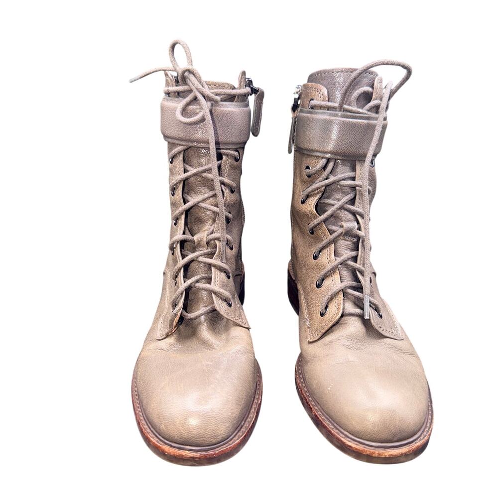 Louise et Cie Lo-Velka Combat Boots Gray Leather Lace Up Size 6.5 greige - Picture 3 of 15
